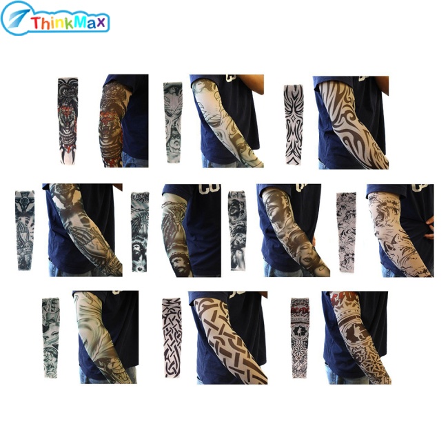 Set 2 Ống Tay Áo Giả Hình Xăm Chống Nắng Tia UV Cho Nam Nữ