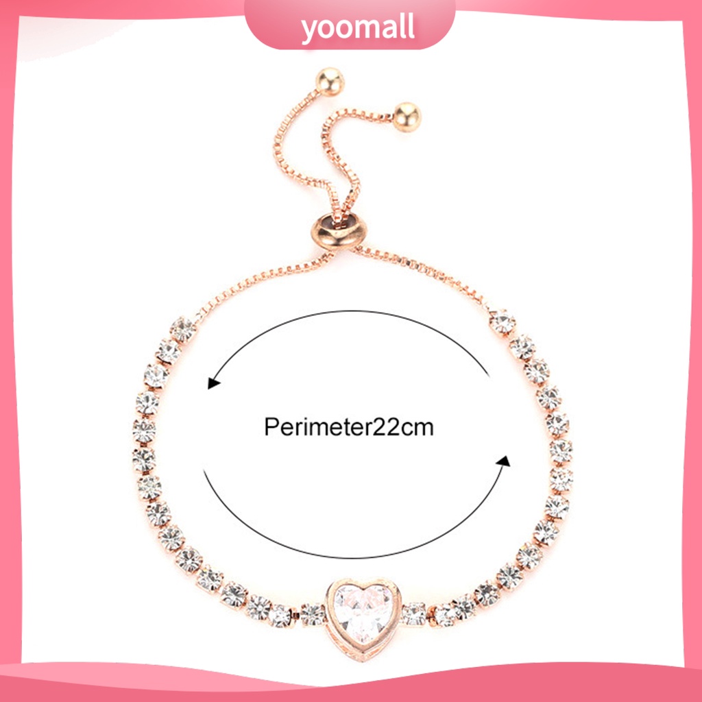 Vòng Tay Đính Đá Zircon Hình Trái Tim Lấp Lánh Phong Cách Hàn Quốc Cho Nữ