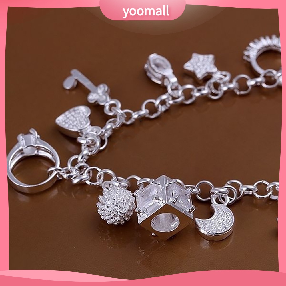 Vòng Tay Mạ Bạc Mặt Thánh Giá / Mặt Trăng / Ngôi Sao 13 Kiểu Thời Trang Cho Nữ