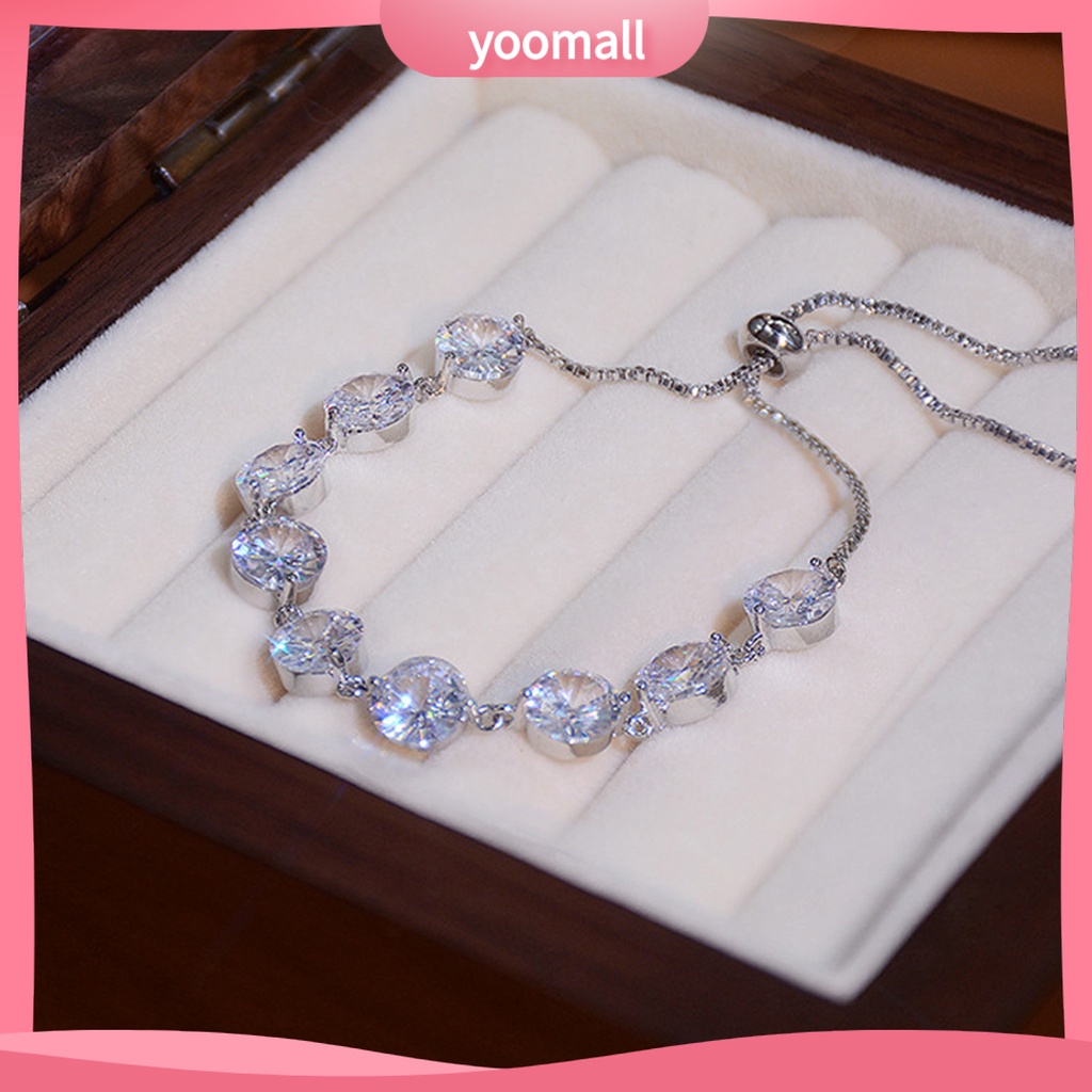 Vòng Tay Đính Đá Zircon Lấp Lánh Thời Trang Có Thể Điều Chỉnh