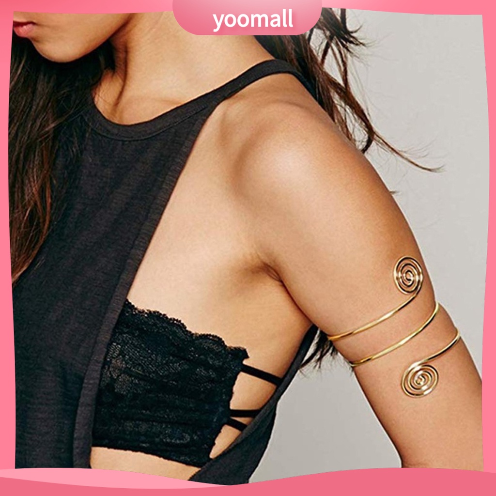 [YM] Vòng Đeo Cánh Tay Nhiều Lớp Họa Tiết Xoắn Ốc Bằng Hợp Kim Trang Sức Thời Trang Punk Có Thể Điều Chỉnh Dành Cho Nữ