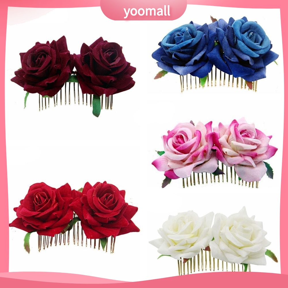 Lược Cài Tóc Hình Hoa Hồng Cho Cô Dâu