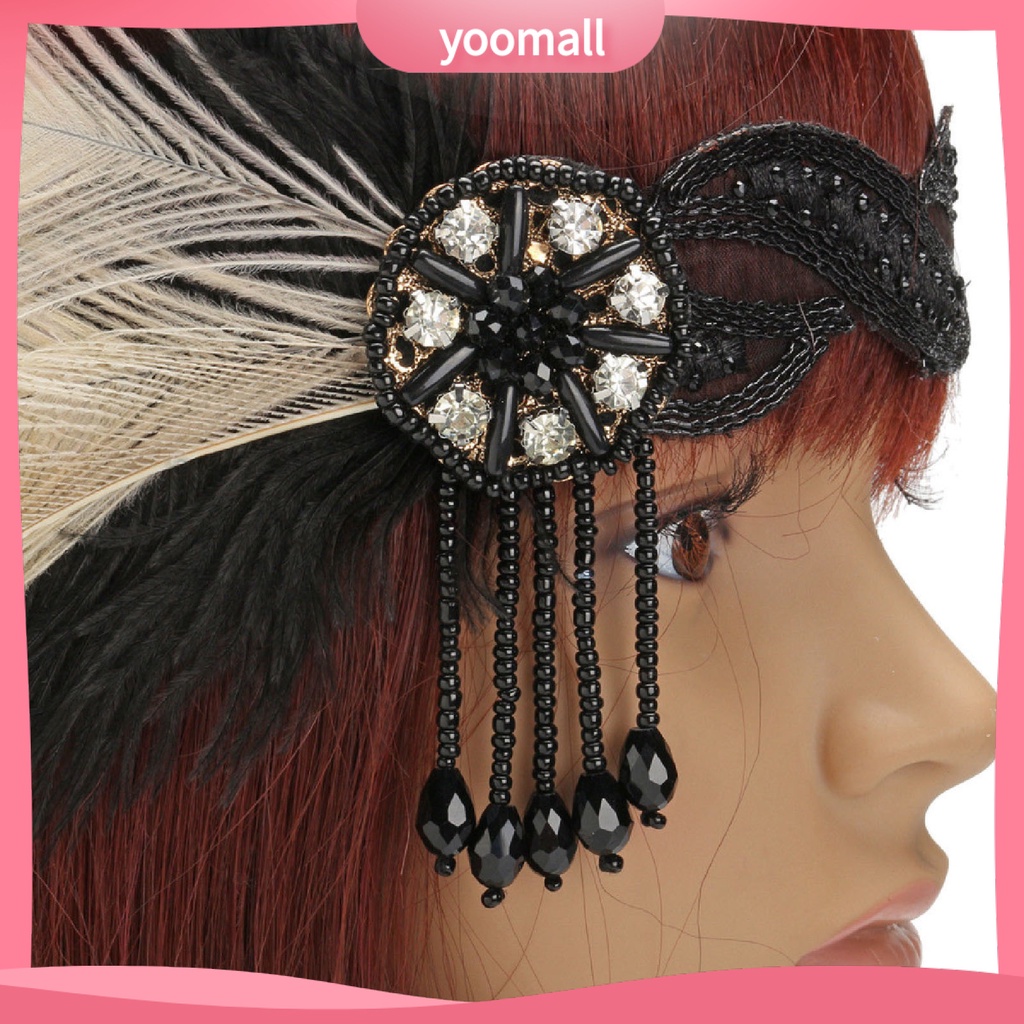 Băng Đô Cài Tóc Đính Lông Vũ Và Đá Lấp Lánh Cho Cô Dâu