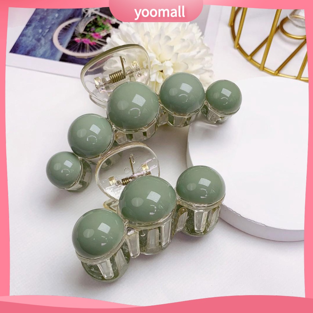 Kẹp Tóc Càng Cua Đính Hạt Acrylic Màu Xanh Lá Tối Giản Thanh Lịch Dễ Phối Đồ Thời Trang Cho Nữ