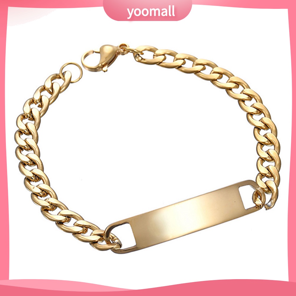 Vòng Tay Dây Xích Tráng Gương Chất Liệu Thép Không Gỉ Thời Trang Cho Nam