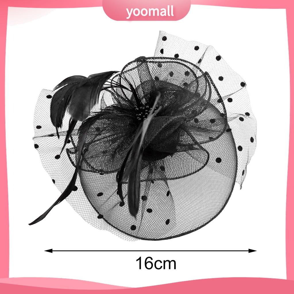 Băng Đô Cài Tóc Phối Lưới Đính Lông Vũ Thời Trang Cho Cô Dâu