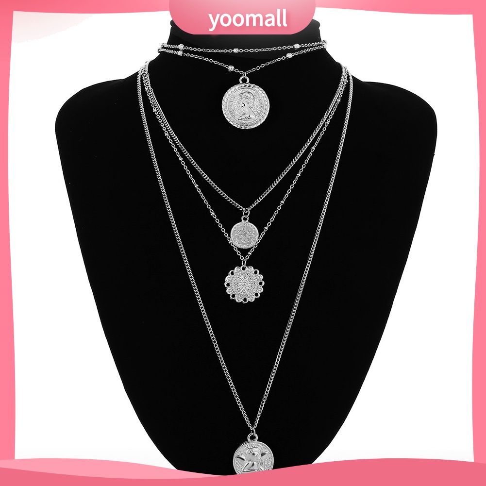 Vòng cổ Nhiều Lớp Mặt Hình Nữ Hoàng Phong Cách Vintage