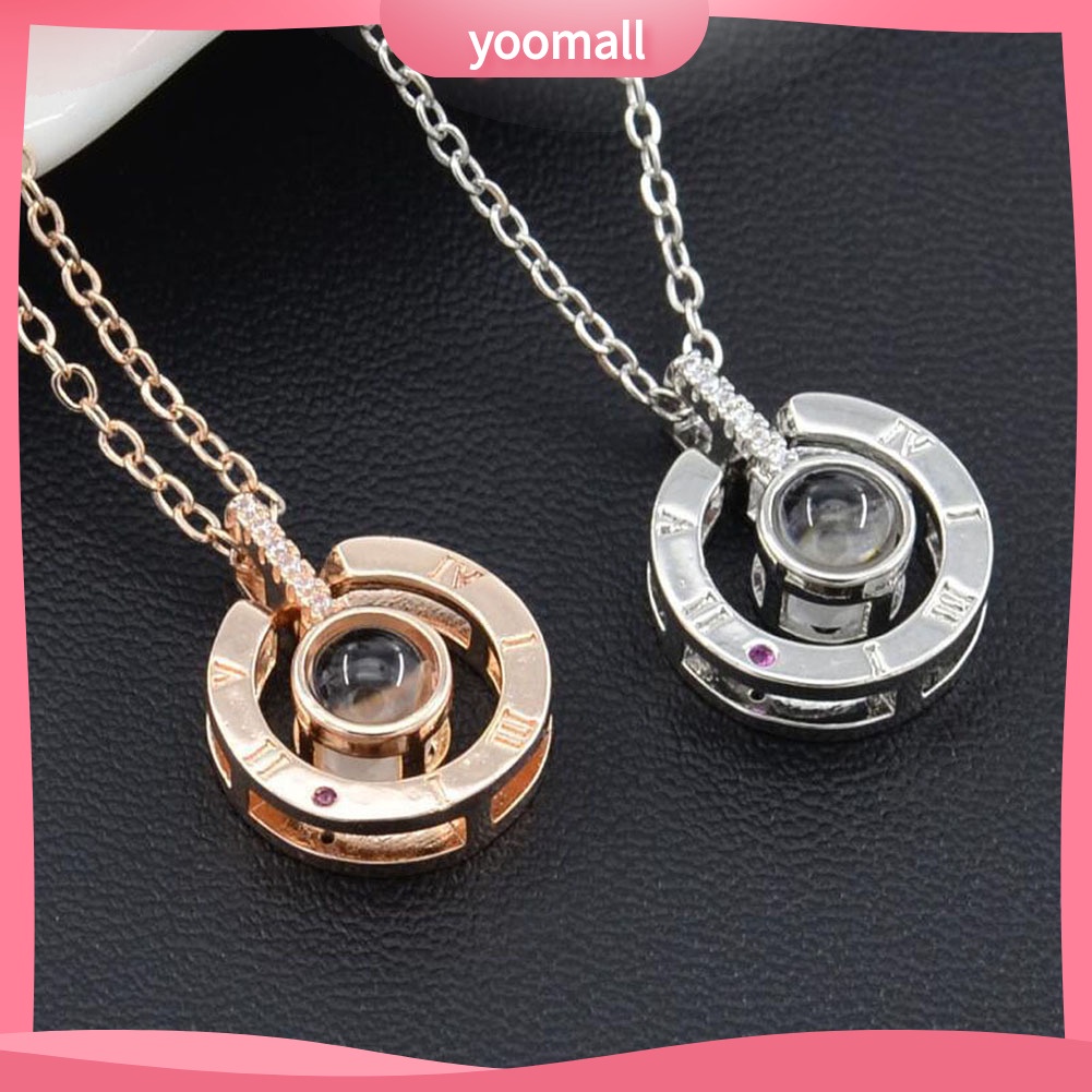 Vòng cổ Mặt Tròn Khắc Chữ I LOVE YOU in 100 Ngôn Ngữ Đính Đá Thời Trang