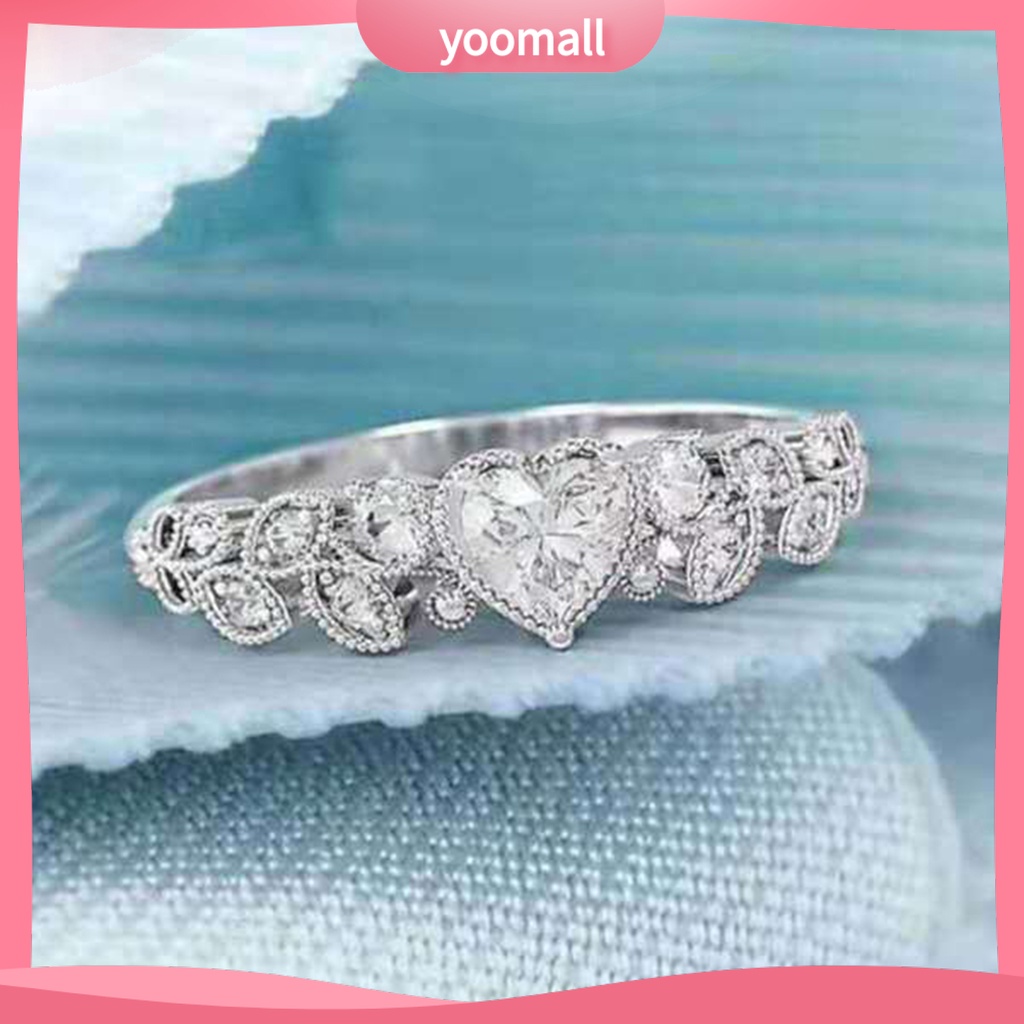 Nhẫn Đính Hôn Đính Đá Hình Trái Tim Tinh Tế Dành Cho Nữ