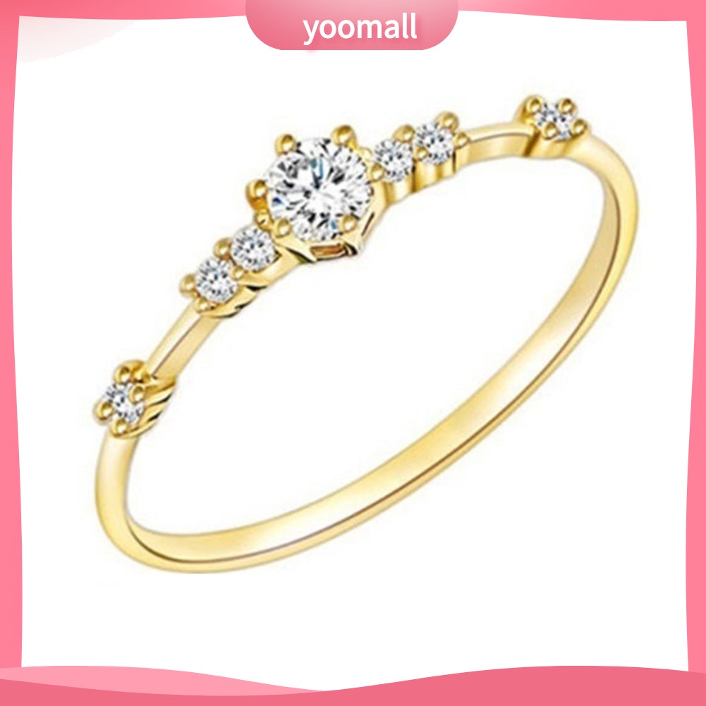 Nhẫn Đính Hôn Mỏng Đính Đá Thời Trang Dành Cho Nữ