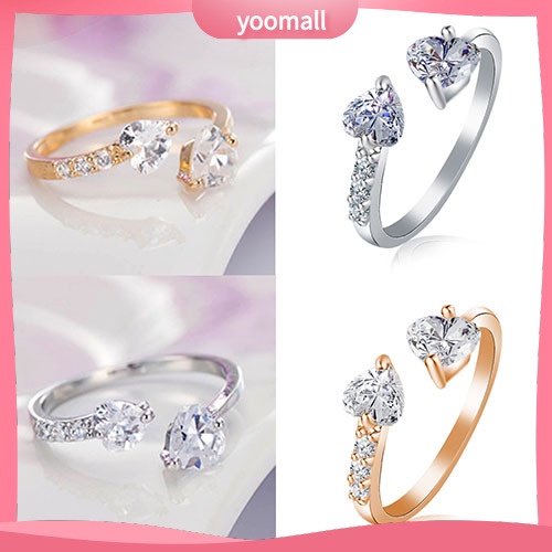 Nhẫn Đồng Đính Đá Hình Trái Tim Xinh Xắn Cho Nữ