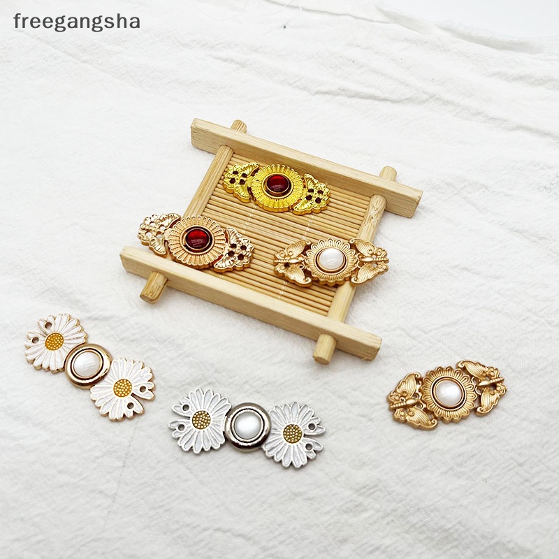 [FREG] Metal Hanfu Tang Suit Collar Button Cheongsam Metal Plate Buckle Waist Doll Retro DIY Ming Made Buckle FDH