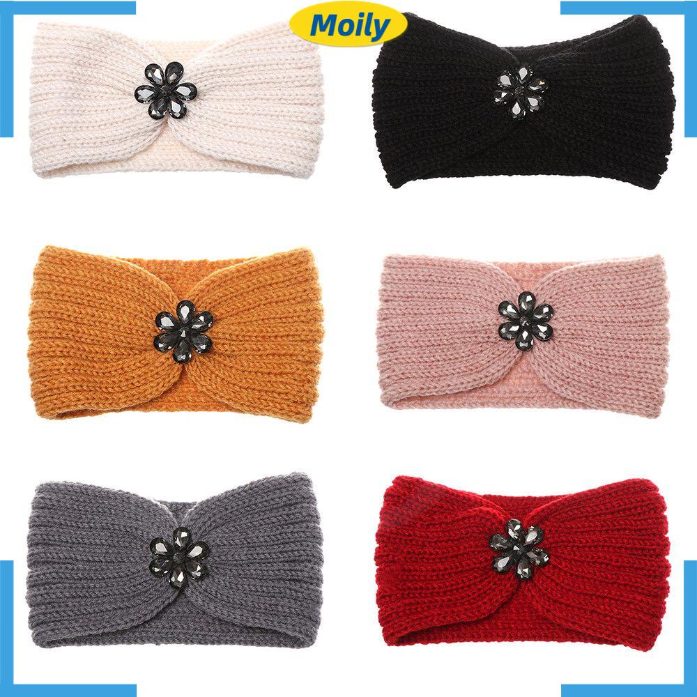 MOILYVN Băng Đô Dệt Kim Đính Đá Màu Kẹo Ngọt Họa Tiết Hoa Thời Trang