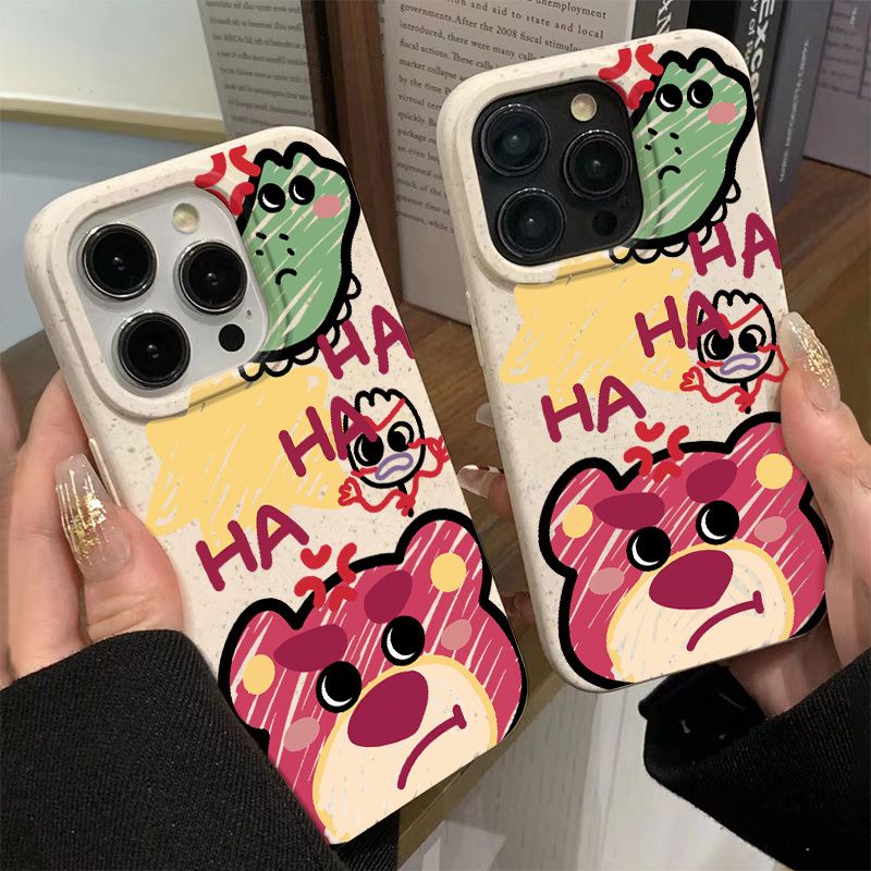 Ốp Điện Thoại Dẻo Họa Tiết Gấu &amp; Dâu Tây Dễ Thương Chống Sốc Cho iPhone12 8 11 1314promax 7 Z7F9