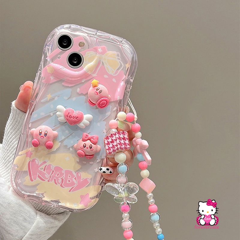 Ốp Điện Thoại Viền Cong Hình Búp Bê Kirby 3D Cho IPhone 11 14 13 12 Pro Max 7Plus XR XS X Max 7 6s 6 8 Plus SE 2020