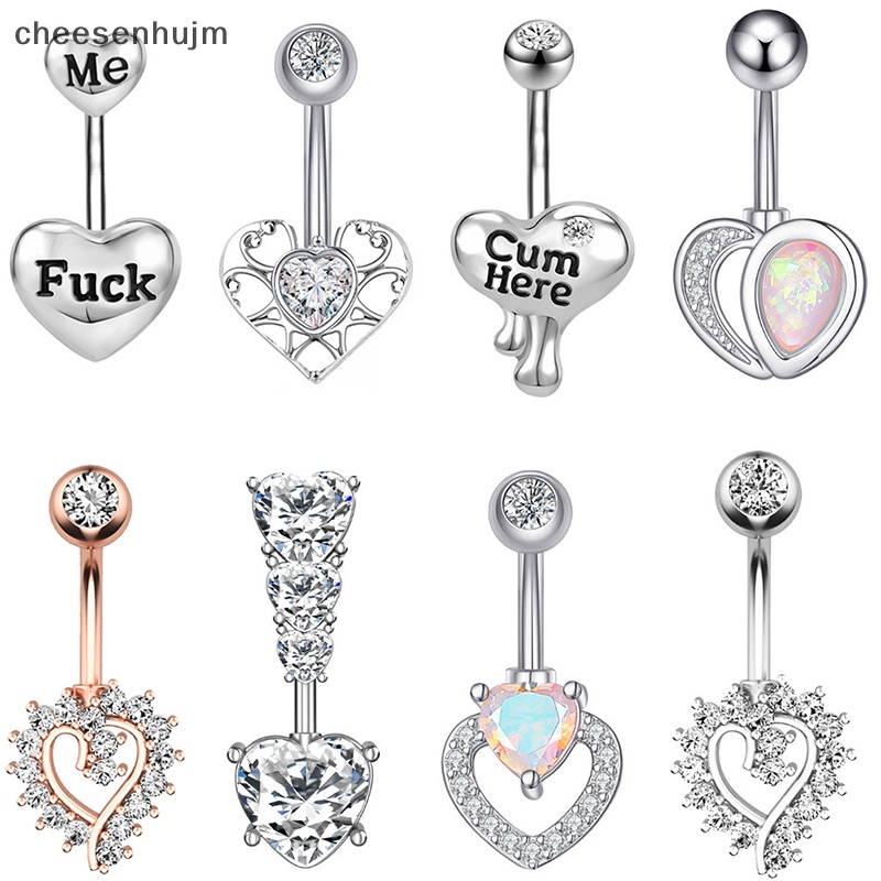 Khuyên Rốn Hình Trái Tim Đính Đá Zircon 14G