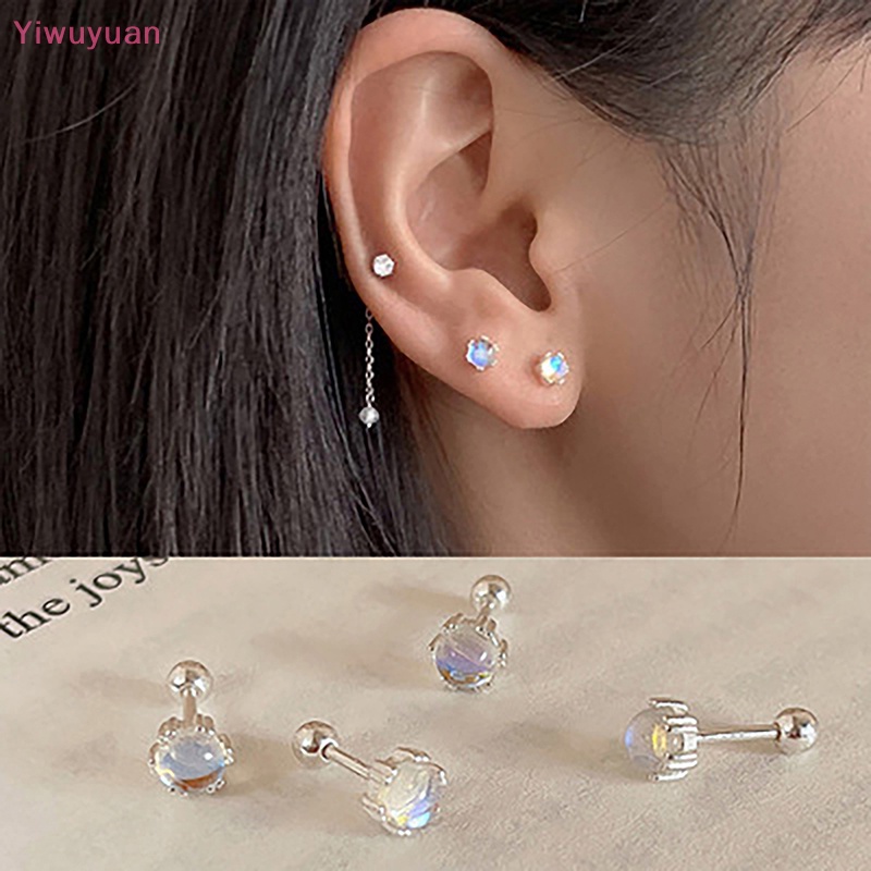 1 Đôi Khuyên Tai Xoắn Ốc Đính Đá Mặt Trăng Mới