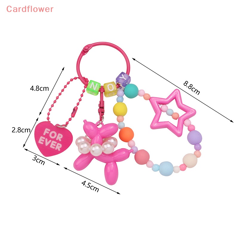 < Cardflower > Móc Khóa Hình Búp Bê Chú Chó Đeo Quả Bóng Bay Đính Hạt Ngọc Trai Năm Cánh Đầy Màu Sắc Trang Trí Túi X