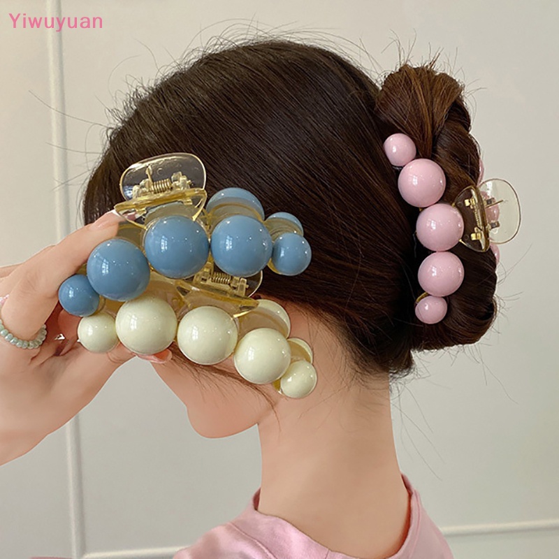 Kẹp Tóc Càng Cua / Cá Mập Bằng Acrylic Đính Ngọc Trai Dễ Thương Phong Cách Hàn Quốc Cho Nữ