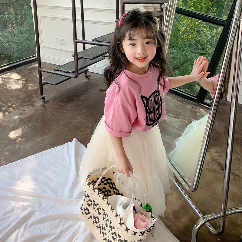 Áo Thun Cotton Màu Trắng Tay Ngắn Thời Trang Mùa Hè 2023 Mới Cho Bé Gái