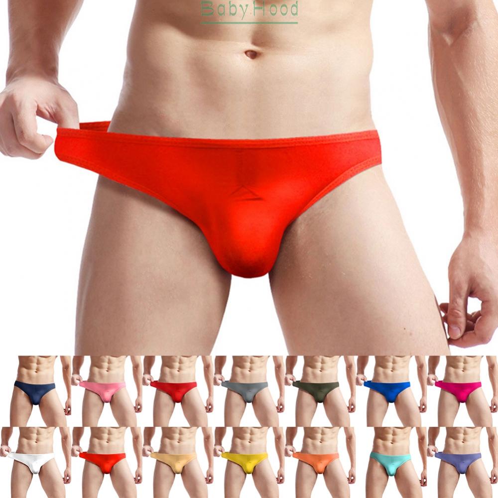 Mens Ice Silk Bikini Briefs Trunks Underwear Shorts Bulge Pouch Soft G-strings#BBHOOD