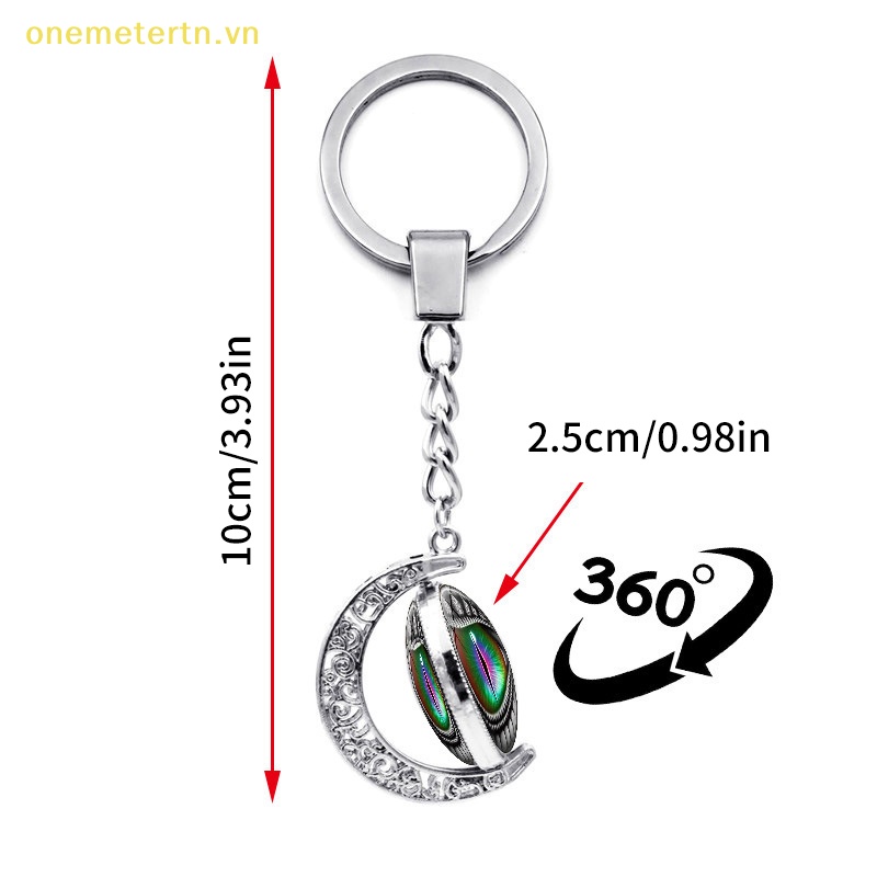 Onemetertn Móc Khóa Đính Đá Quý Hai Mặt Họa Tiết Mặt Trăng Cổ Điển Thời Trang Sáng Tạo Dành Cho Trang Trí Túi Xách