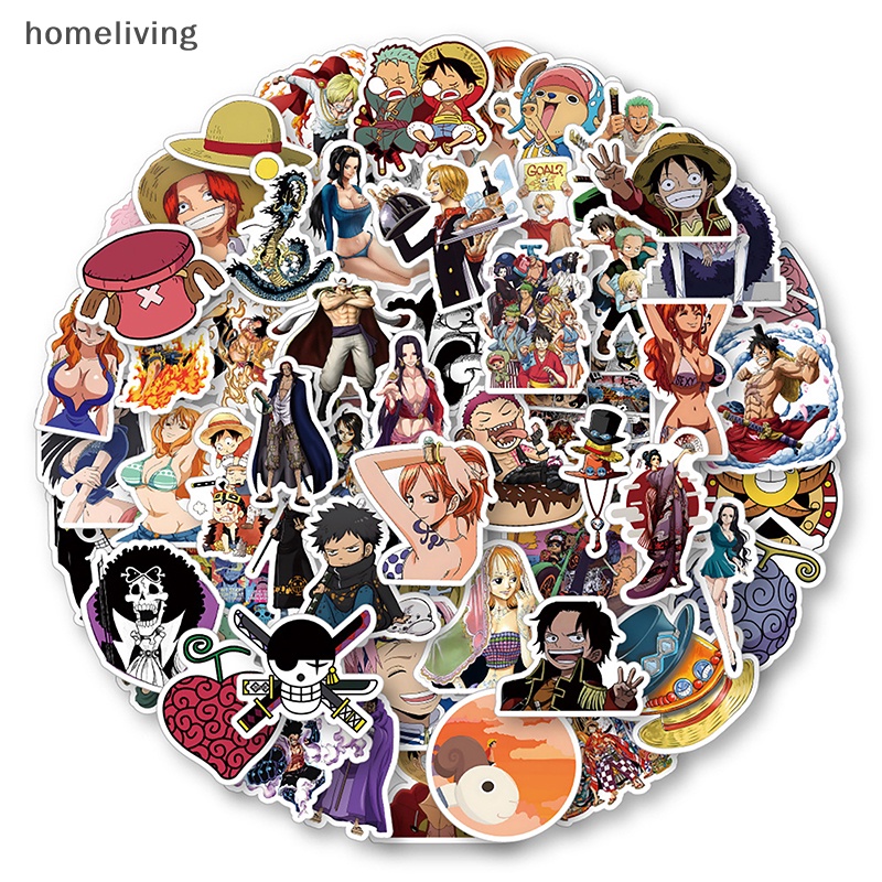 Set 48 / 50 / 60 Miếng Dán Hoạt Hình Luffy Trang Trí Ván Trượt / Máy Tính / Điện Thoại Di Động