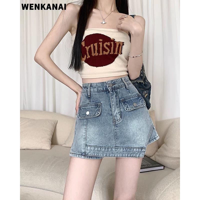 Chân Váy Denim Lưng Cao Dáng Rộng Cỡ Lớn Thời Trang Mới Cho Nữ