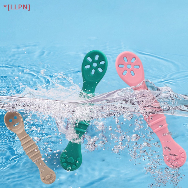 Bộ Muỗng Nĩa Bằng Silicon Mềm Tay Cầm Ngắn Cho Bé Tập Ăn