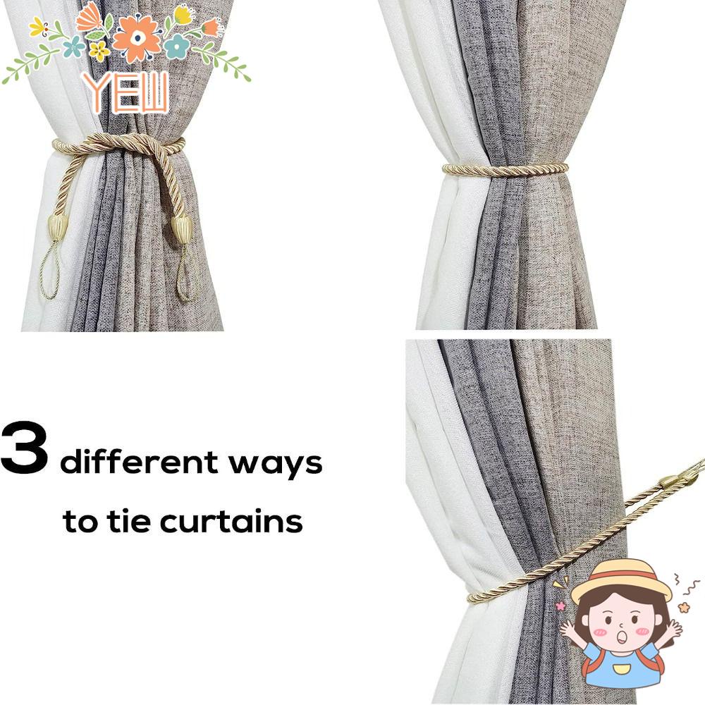 Dây Buộc Rèm Cửa Handmade Kèm 4 Móc Kim Loại Màu Trắng / Vàng / Bạc Tiện Dụng