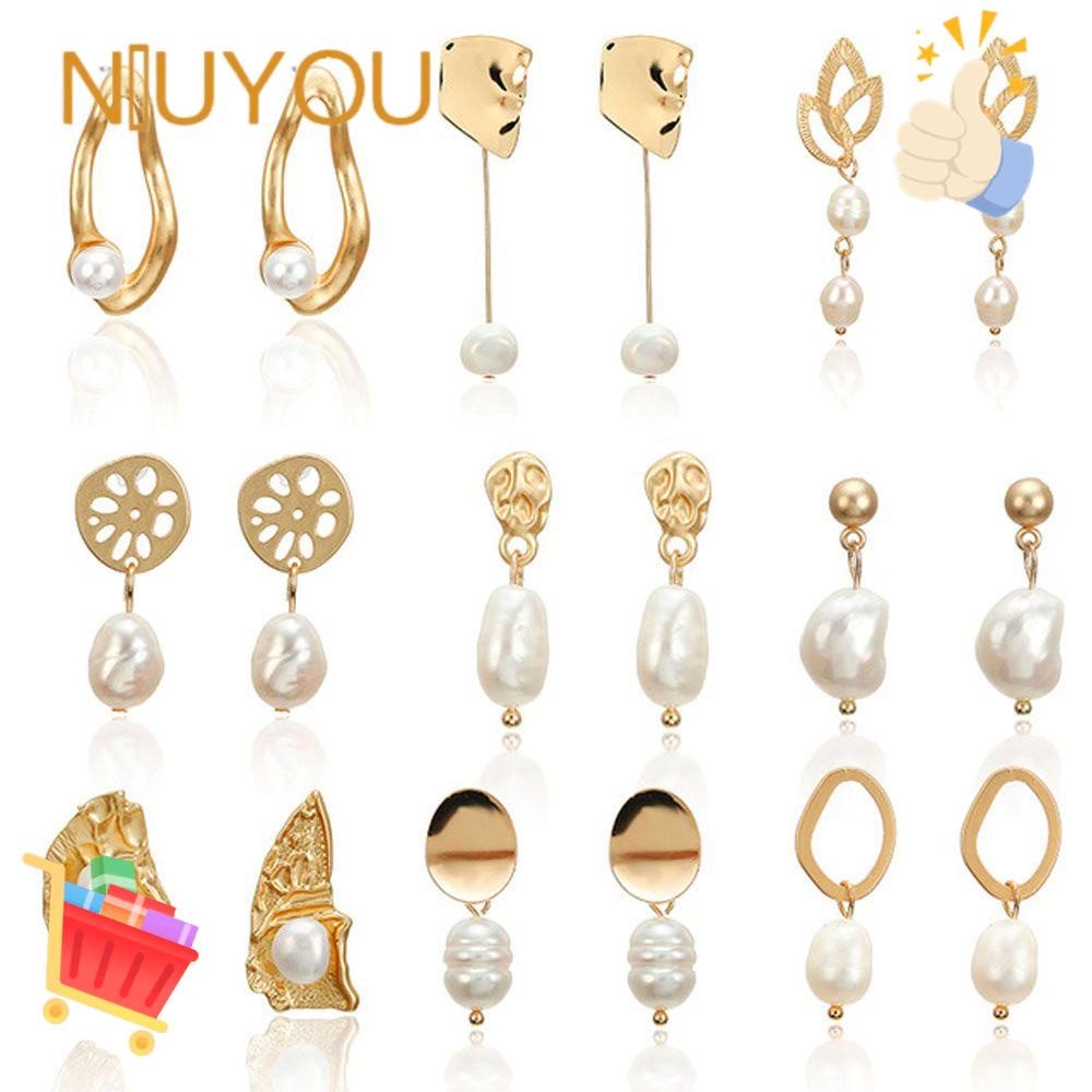 Bông Tai Hình Học Bất Đối Xứng Phong Cách Vintage Thời Trang Dự Tiệc Cưới