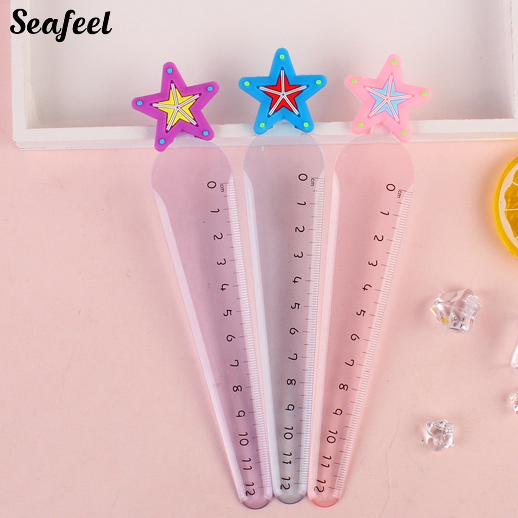 Bộ 2 Thước Thẳng Trong Suốt Chống Trượt Cho Học Sinh