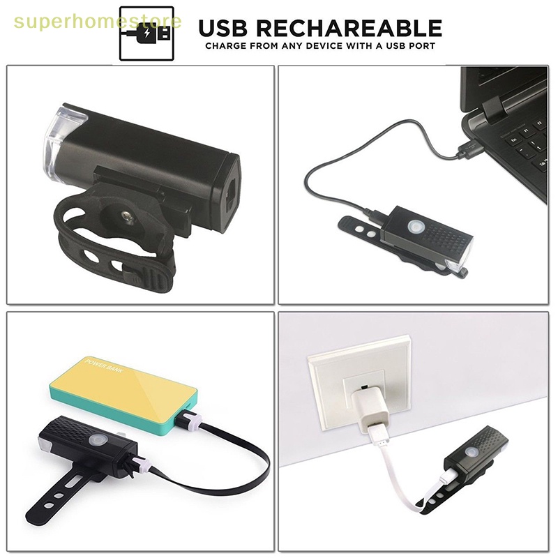 Bộ Đèn Pha LED Sạc USB Cảnh Báo An Toàn Cho Xe Đạp Leo Núi
