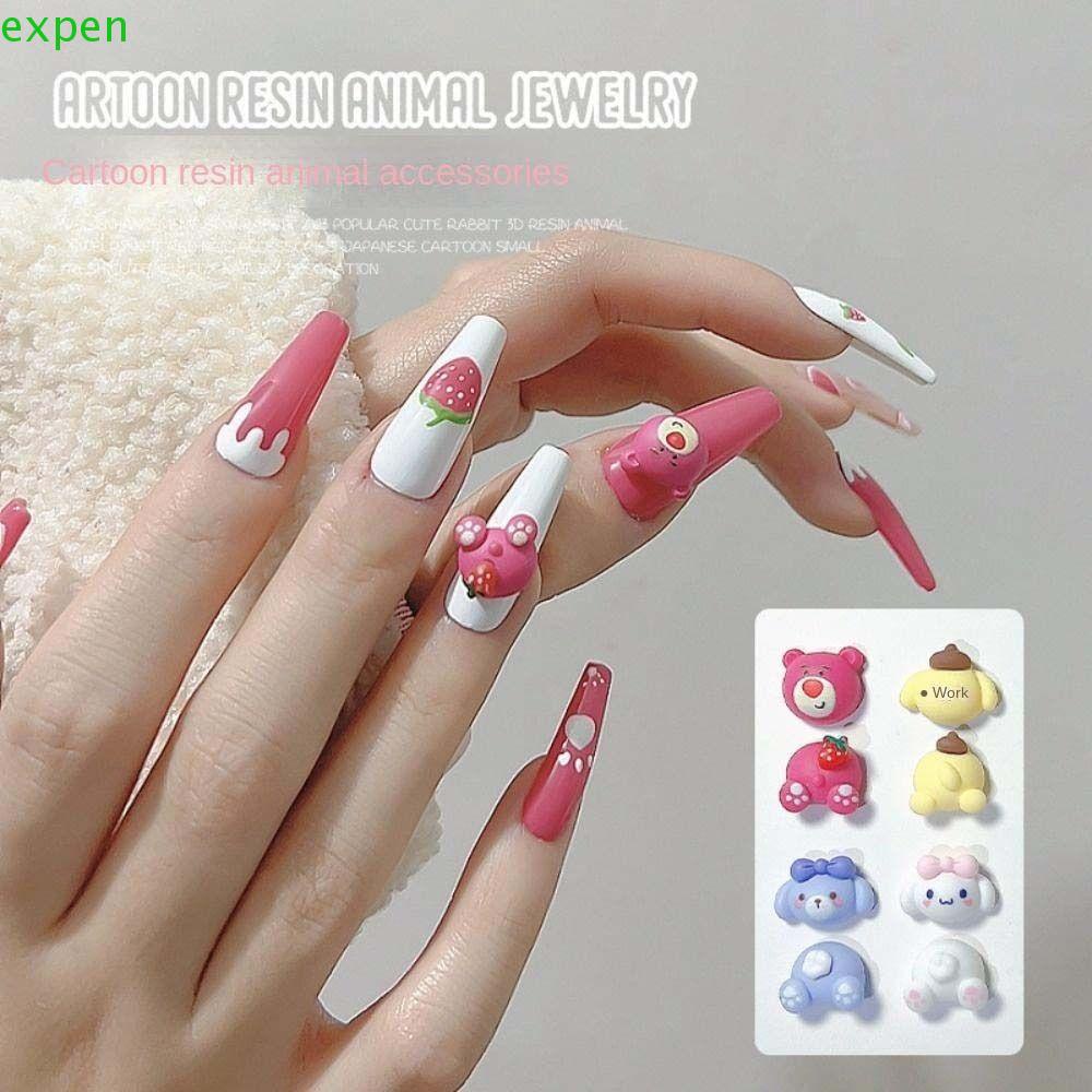 Phụ Kiện Trang Trí Móng Tay Họa Tiết Hoạt Hình Gấu Và Dâu Tây Phong Cách Nhật Bản