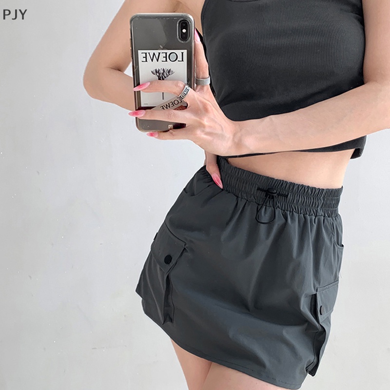 Chân Váy Lưng Thun Rút Dây Phong Cách Preppy Cổ Điển PJ