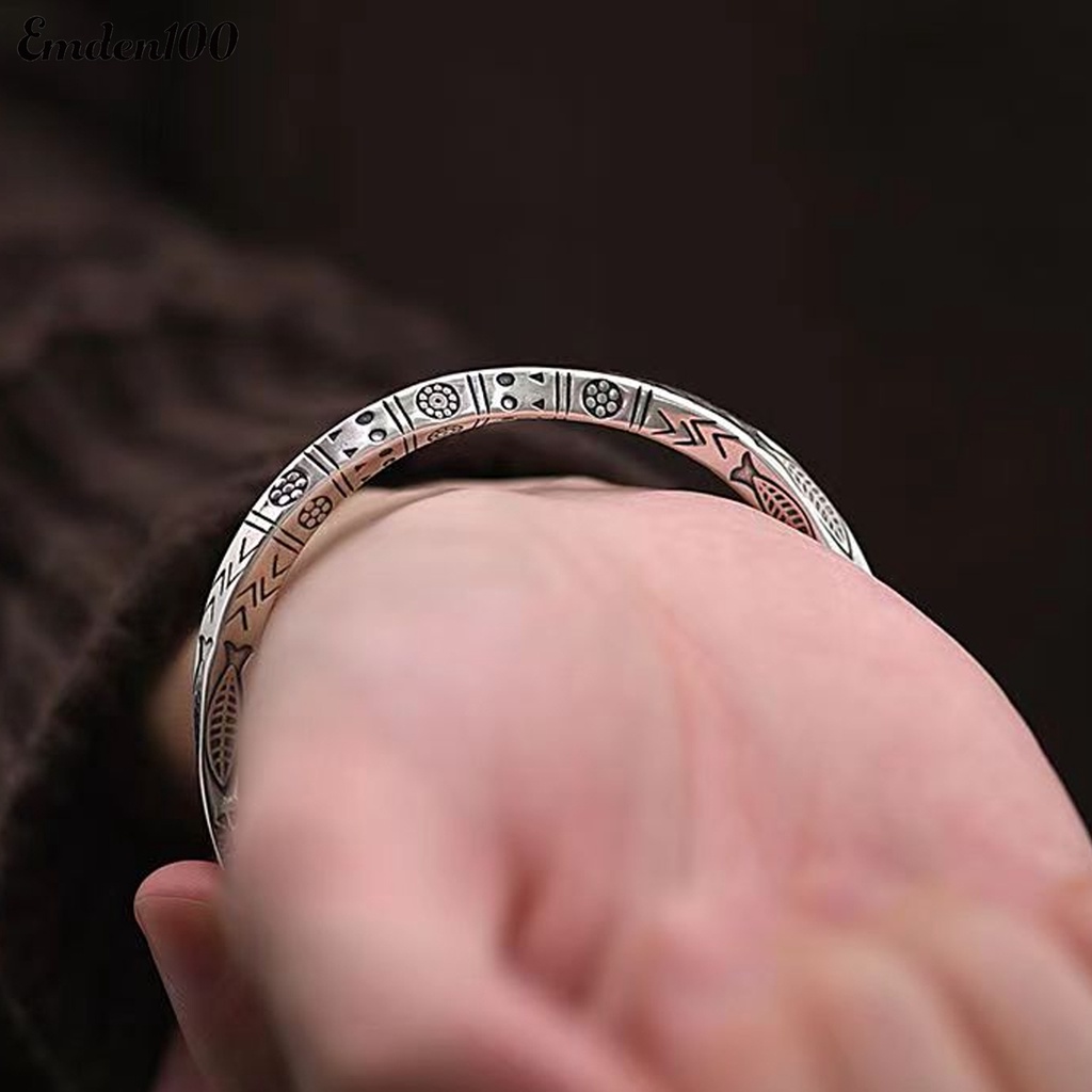 Vòng Đeo Tay Dạng Hở Màu Sắc Bạc Phong Cách Boho Thời Trang Cho Nam