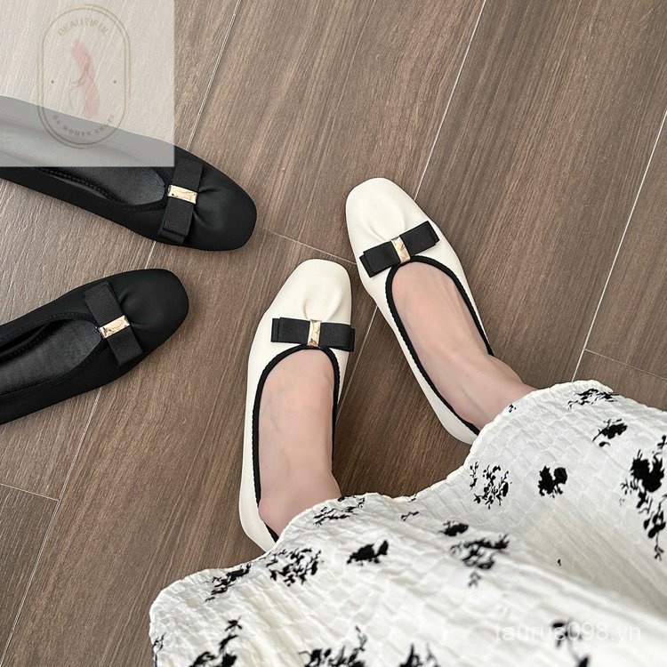 Giày Da PU Đế Bằng Mũi Tròn Phong Cách Thời Trang Mới 2023 Dành Cho Nữ