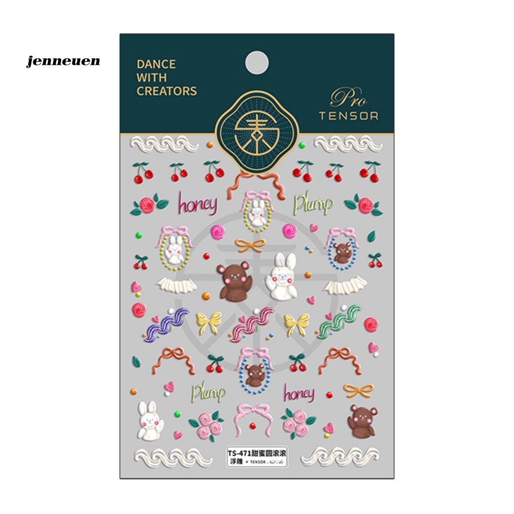 Miếng Dán Trang Trí Móng Tay Nhẹ Nhàng Họa Tiết Gấu Hoạt Hình 5D Cho Nữ