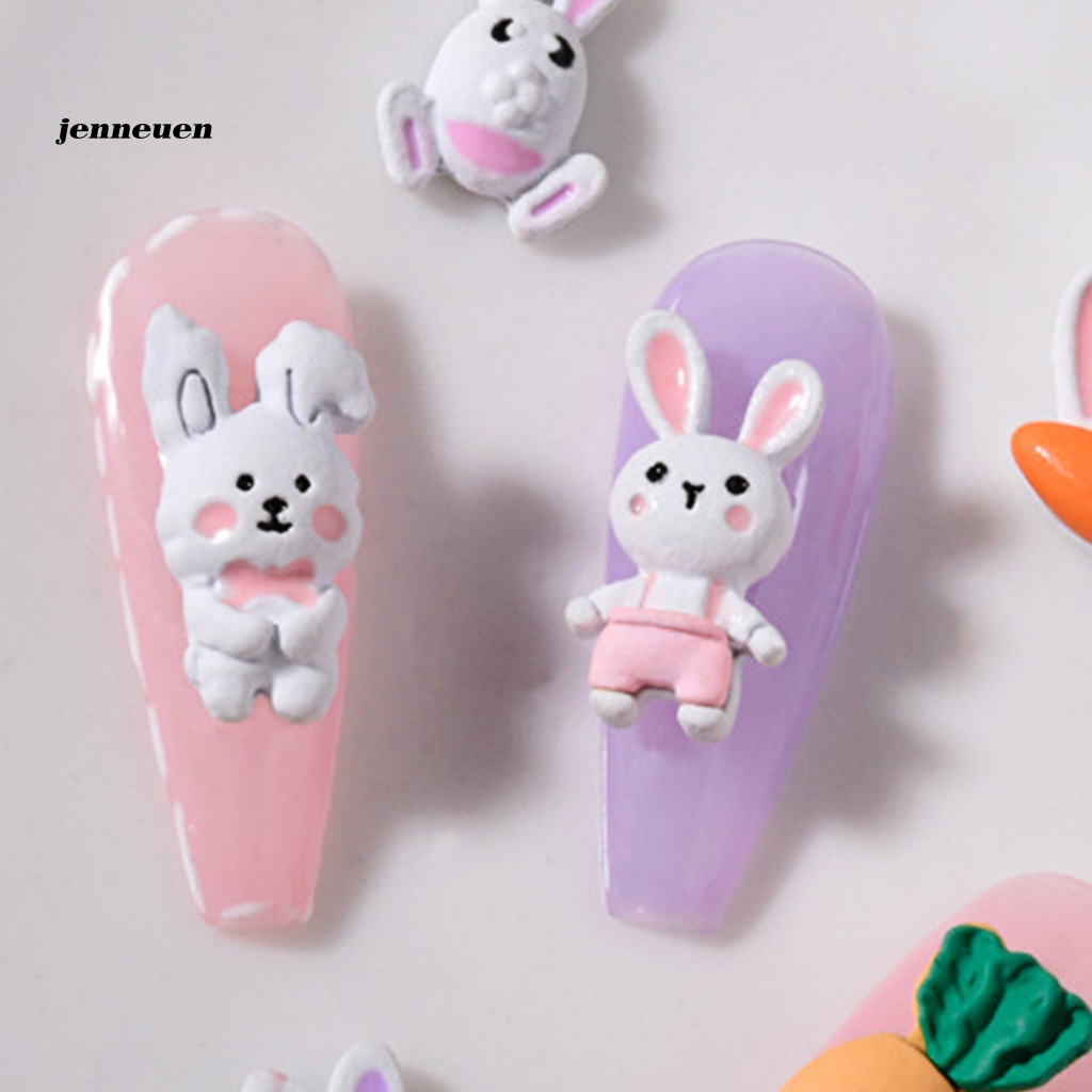 Set 10 Phụ Kiện Trang Trí Móng Tay Hình Thỏ Dễ Thương Siêu Nhẹ
