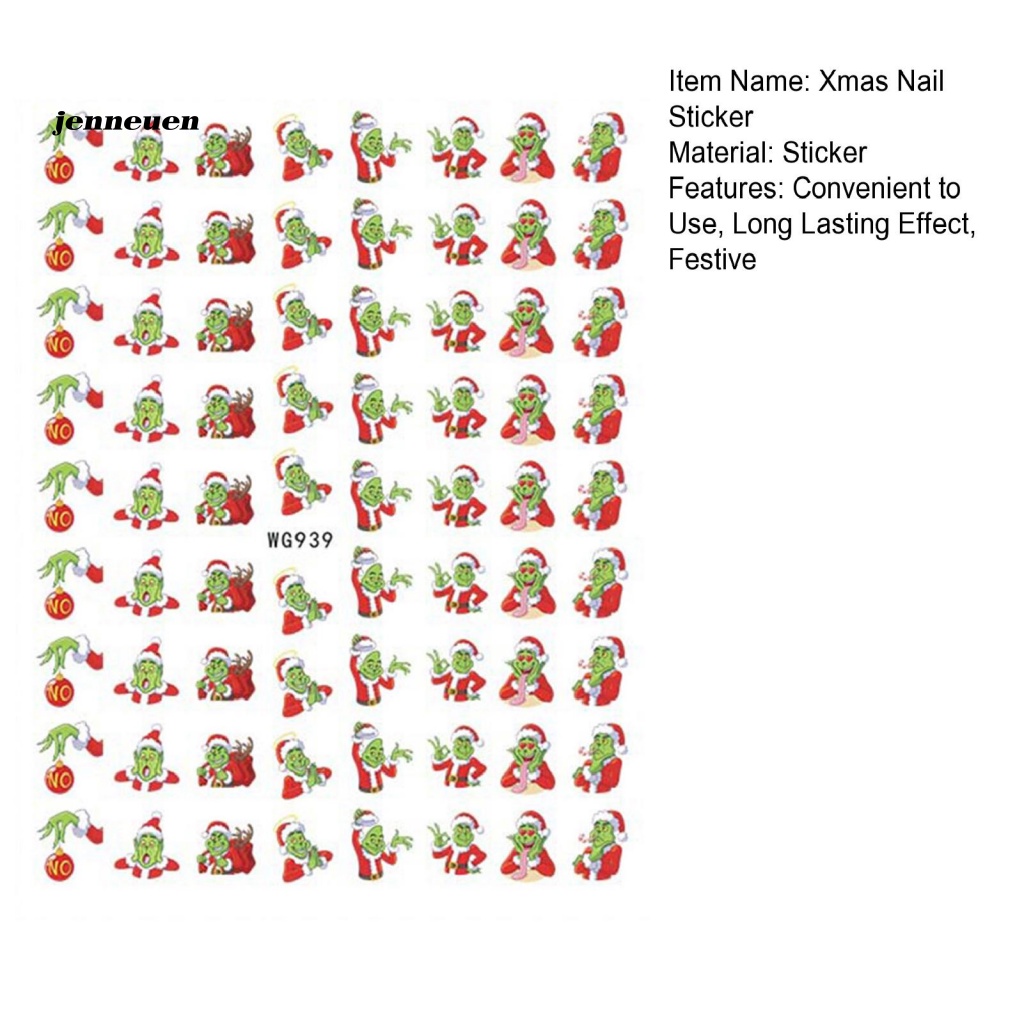 Miếng Dán Trang Trí Móng Tay Siêu Nhẹ In Họa Tiết Giáng Sinh Độc Đáo Cho Nữ