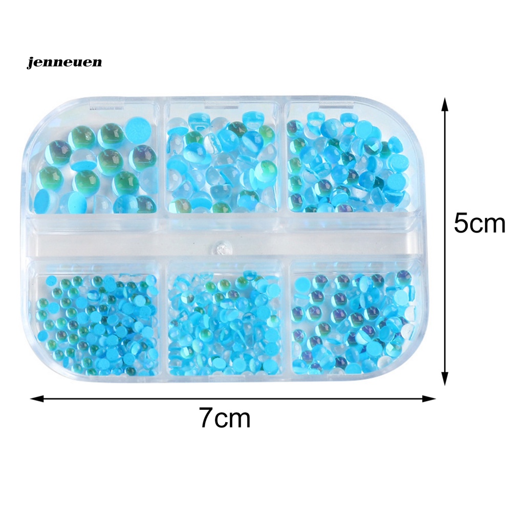 Hộp 6 Ngăn Đựng Hạt Cườm Resin Cực Quang Chuyên Dụng Cho Trang Trí Móng Tay