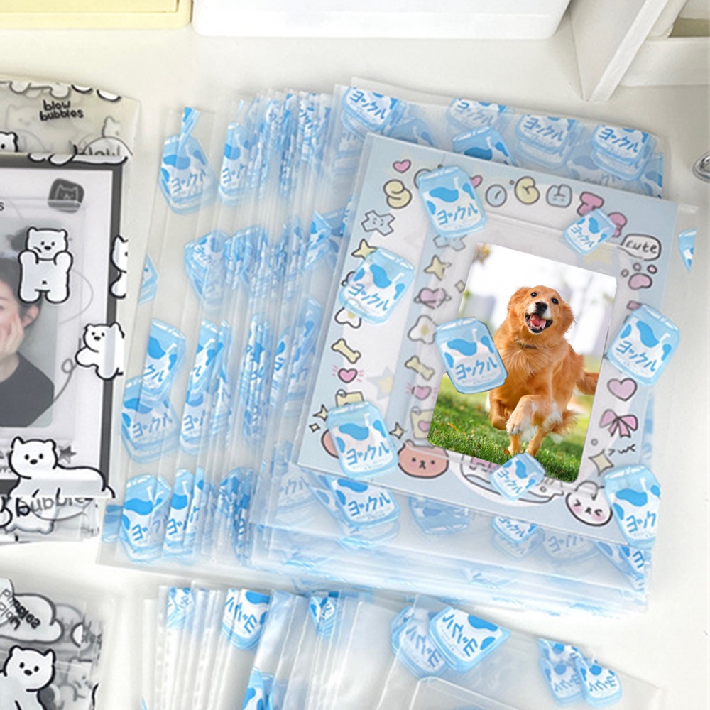 Set 50 Túi Opp Trong Suốt Tự Dính In Hình Gấu / Quả Dâu Tây
