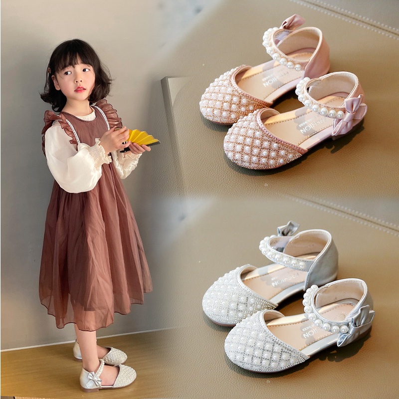 Giày Búp Bê Công Chúa Cho Bé Gái sz 21-36 Quai Nơ Dán,Đính Ngọc Phong Cách Hàn Quốc