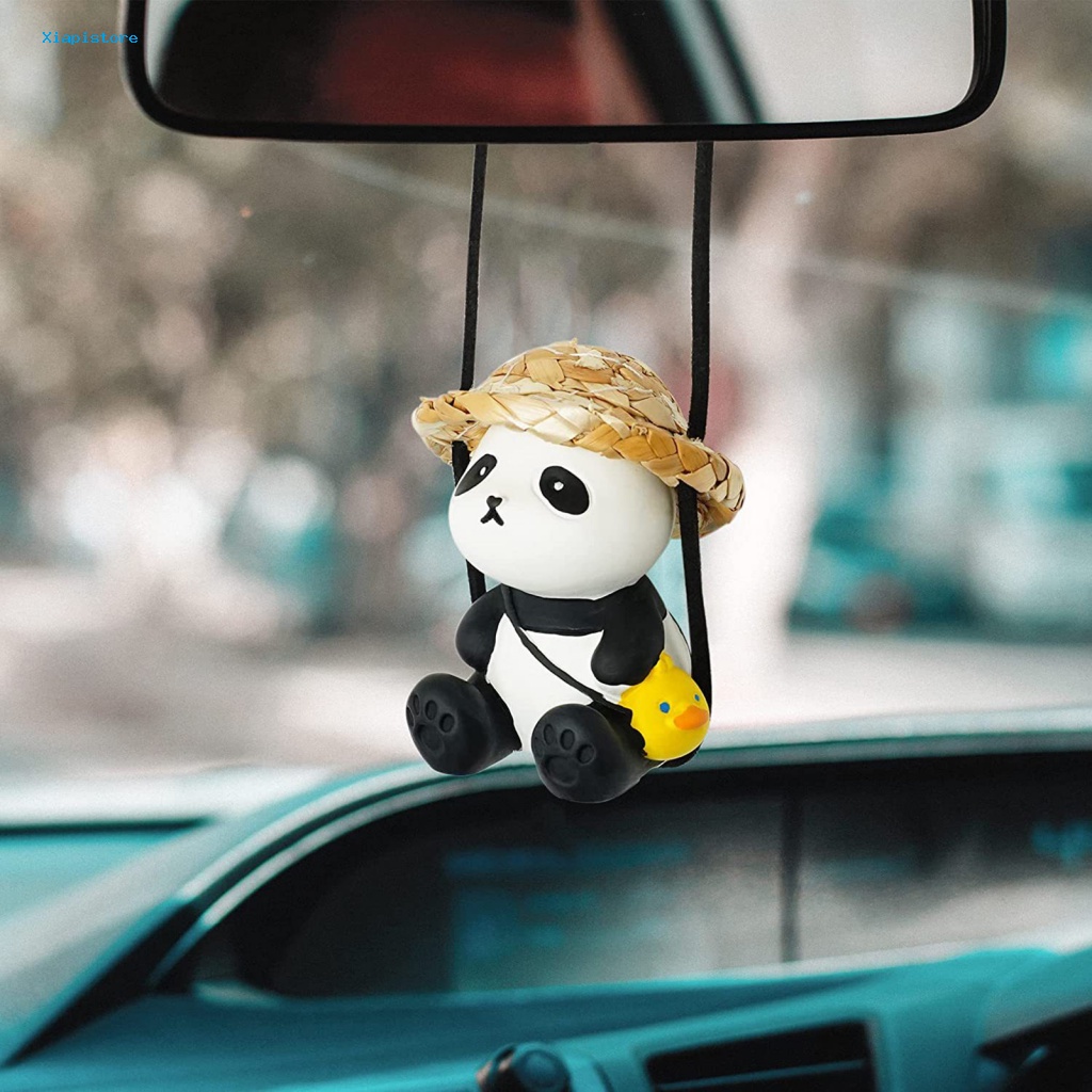 [Xiapistore] Dây Treo Kính Chiếu Hậu Xe Hơi Hình Gấu Trúc Màu Sắc Tương Phản Thật Trang Trí Nội Thất Xe Hơi