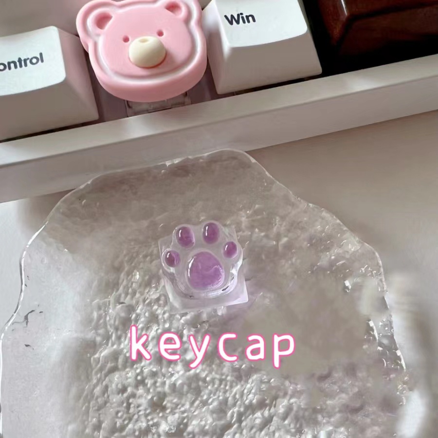 Nút Bàn Phím Cơ 7FHA Bằng Resin Trong Suốt Hình Dấu Chân Mèo