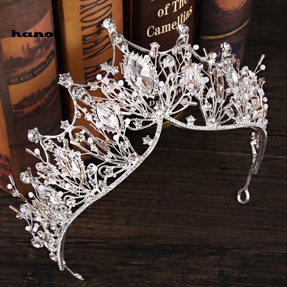 Vương Miện Cài Tóc Đính Đá Lấp Lánh Cho Cô Dâu
