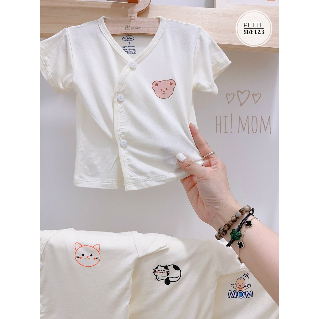 Áo sơ sinh Hi Mom vải cotton cái nút thoáng mát cho bé babyforlove