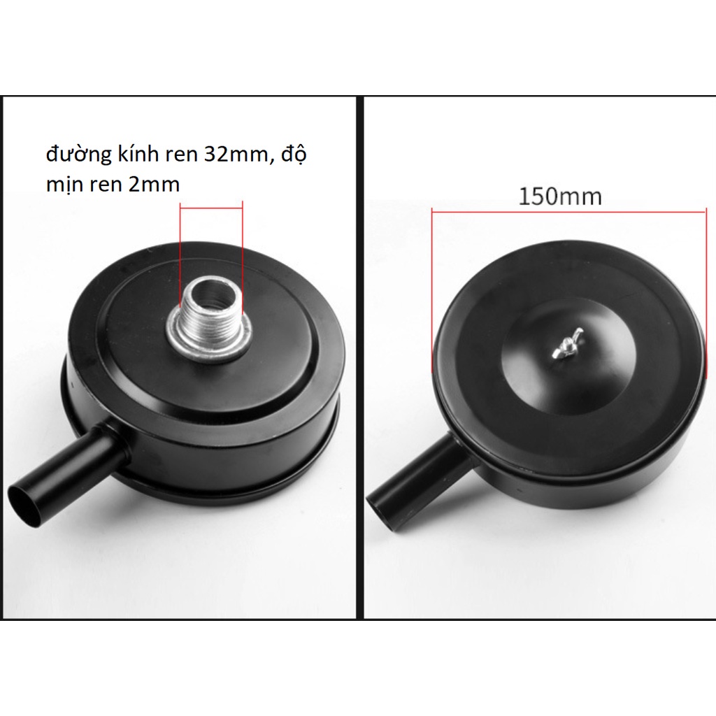 Bô e máy hơi, bộ giảm âm, lọc gió máy nén khí ren 25mm, 32mm