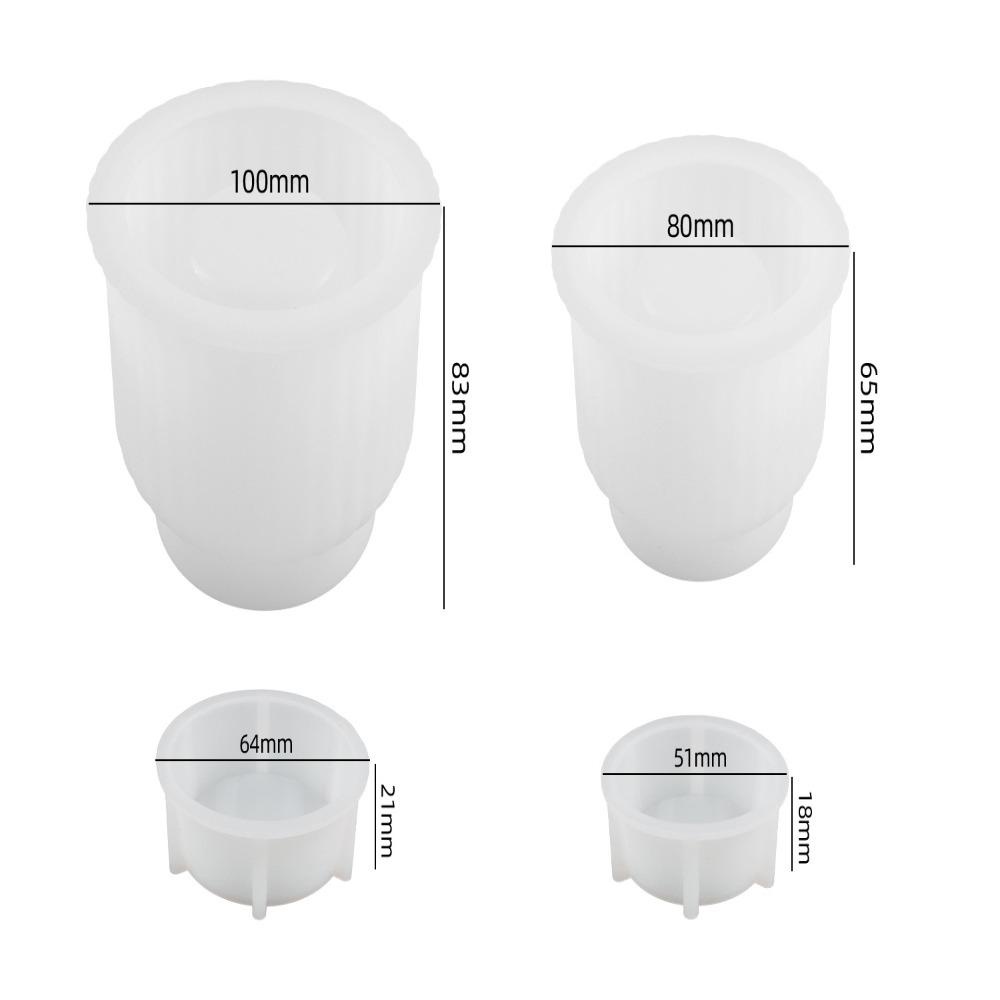 Muvako Khuôn silicon lọ nến, sọc tròn có nắp lọ hoa khuôn silicone, phong cách tối giản sáng tạo tự làm chậu hoa bê tông thạch cao bình nhựa đúc khuôn thủ công đồ trang trí làm