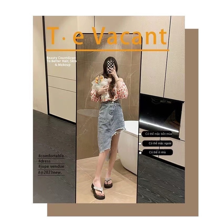 Xăng đan Xỏ Ngón Mùa Hè 2023 Đế Dày Đính Đá Sáng Bóng Hợp Thời Trang Cho Nữ